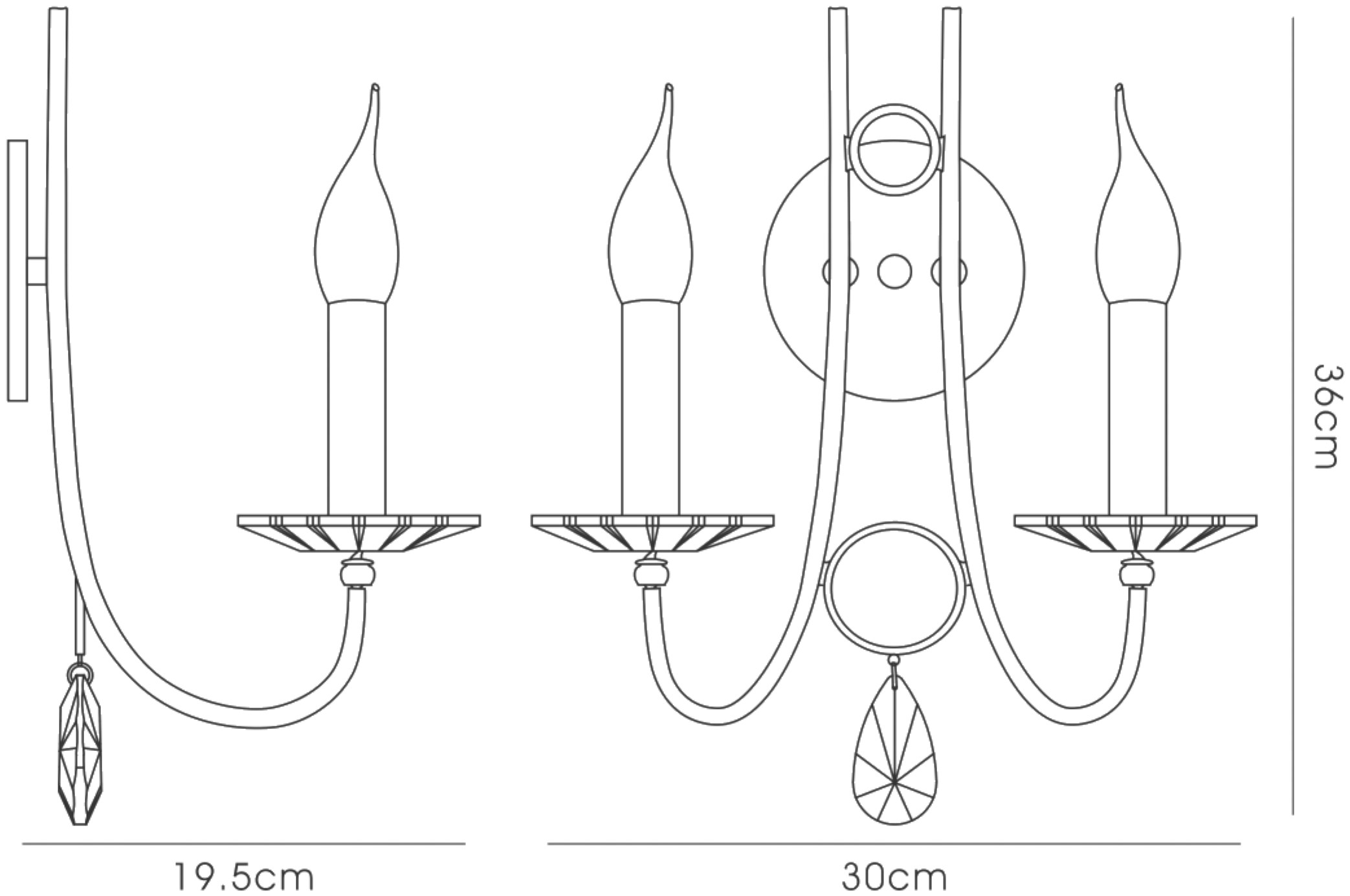 Danya Crystal Wall Lights Diyas Armed Wall Lights